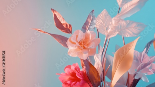 Pastel floral arrangement with delicate petals and soft hues