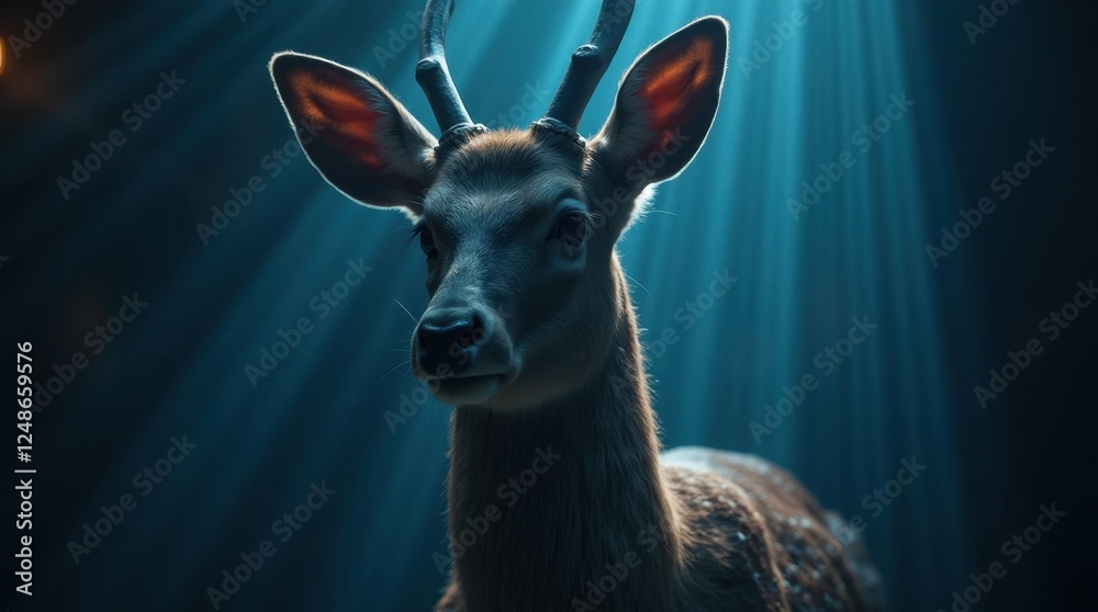 Obraz premium Tranquil Deer in Light Rays