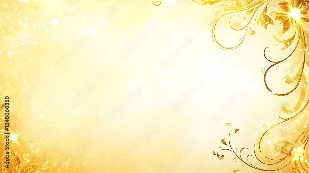 Golden Floral Design On A Sparkling Background Golden Floral Design On A Sparkling Background