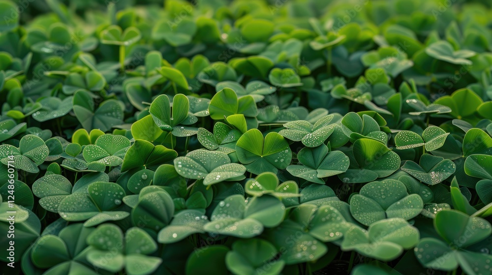 Serene Dew-Kissed Clover Field Awakening To Sunshine Serene Dew-Kissed Clover Field Awakening To Sunshine