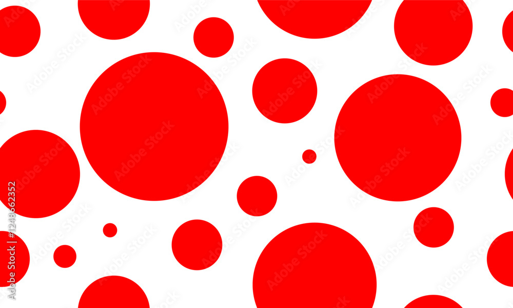 red polka dots pattern, Red dot on white background, design for fabric printing as repeat pattern, pink red circle