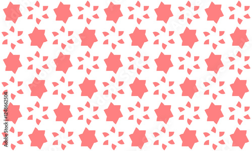 seamless pattern with pink star flowers repeat checkerboard chain style, replete image design for fabric printing, checkerboard