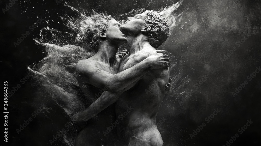 Obraz premium Artistic sculpture of embracing figures in motion