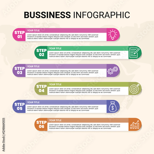 Timeline infographic template. 6 Step timeline journey, calendar Flat simple infographics design template. presentation graph. Business concept with 6 options, vector illustration.