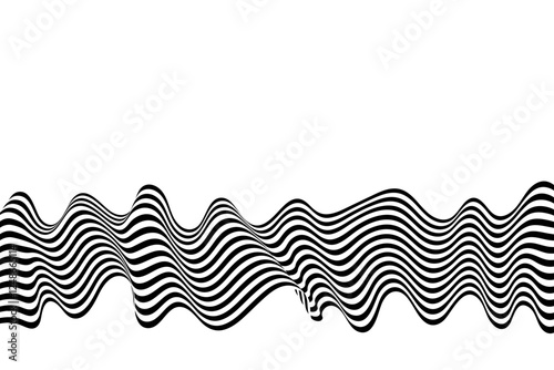 Abstract wave background, black and white wavy stripes or lines design. Optical art. Eps 10