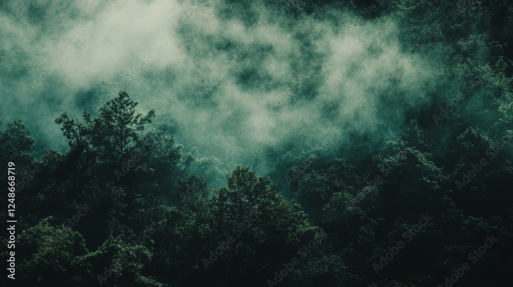 Lush forest with misty atmosphere Lush forest with misty atmosphere