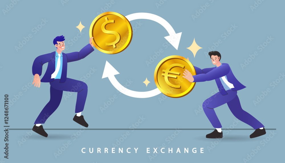 businessman with currency exchange symbol businessman with currency exchange symbol