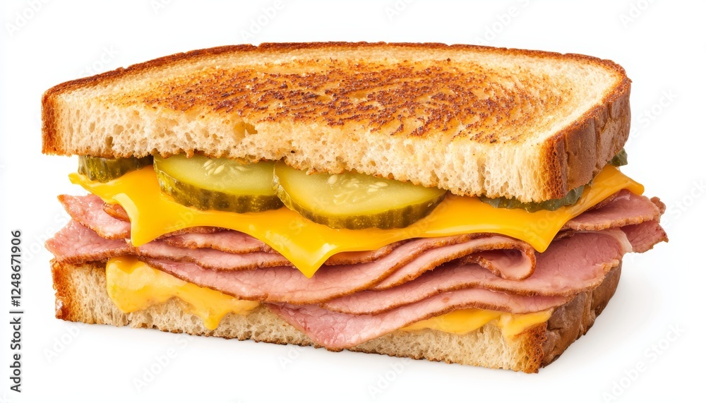 Savory pastrami layered on toasted rye bread, topped with melted cheese, pickles, and a dollop of spicy brown mustard. Savory pastrami layered on toasted rye bread, topped with melted cheese, pickles, and a dollop of spicy brown mustard.