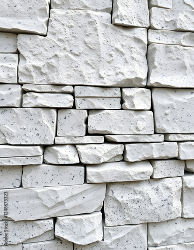 Stone veneer white mineralized granite rock wall, 8k. with white shades photo