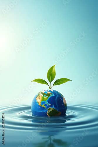 Earth with water ripple effect spreading outward symbolizing global water conservation