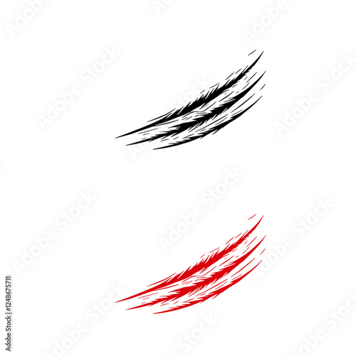 Black and red vector scratches on white background