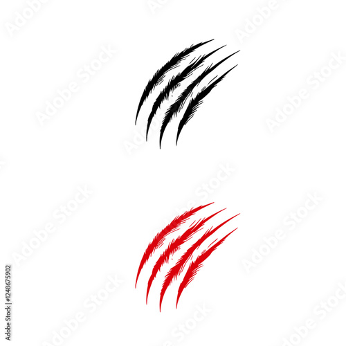 Black and red vector scratches on white background