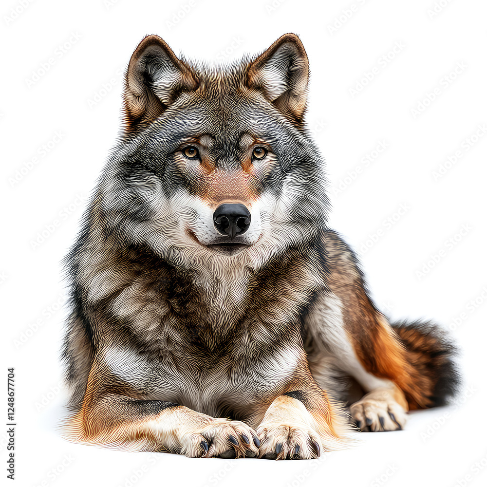 Fototapeta premium Majestic Wolf Portrait: A Stunning Close-Up of a Wild Canis Lupus