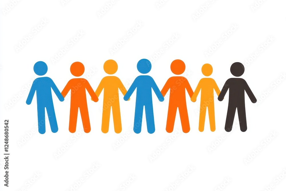 Diverse Colorful People Holding Hands in Unity Symbolizing Diversity Diverse Colorful People Holding Hands in Unity Symbolizing Diversity