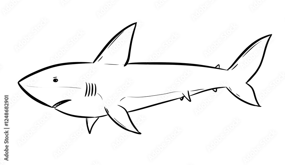 Fototapeta premium shark digital illustration drawing isolated