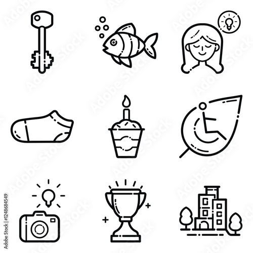 Essential Flat Icon Set Isolated On White Background