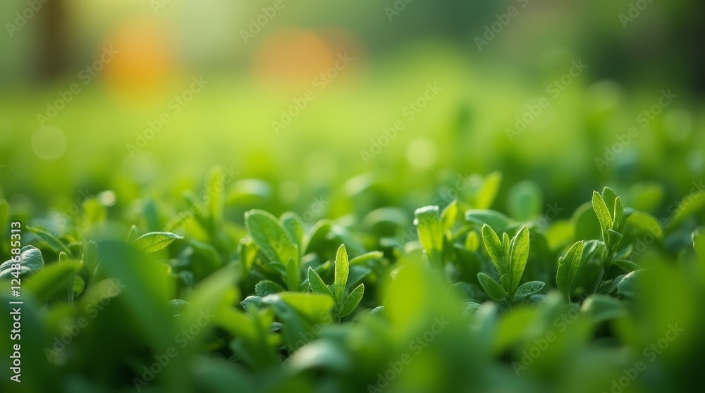 Green seedlings growing in garden with sunlight and blurred background, symbolizing nature, freshness, and organic farming Green seedlings growing in garden with sunlight and blurred background, symbolizing nature, freshness, and organic farming