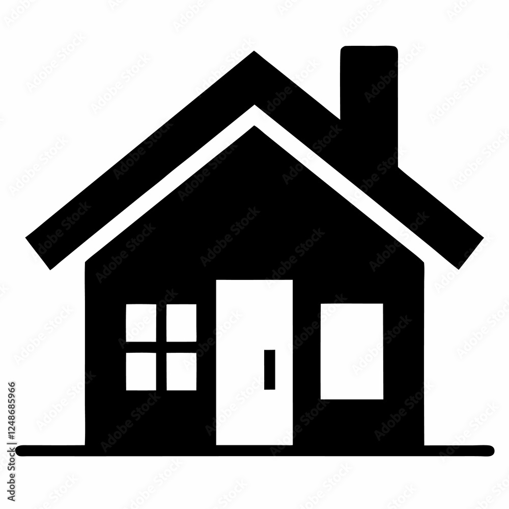 Simple Black Silhouette of a Home Simple Black Silhouette of a Home