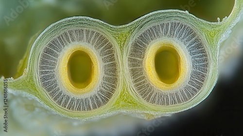 Microscopic Cross Section of Plant Stem Showing Vascular Bundles photo