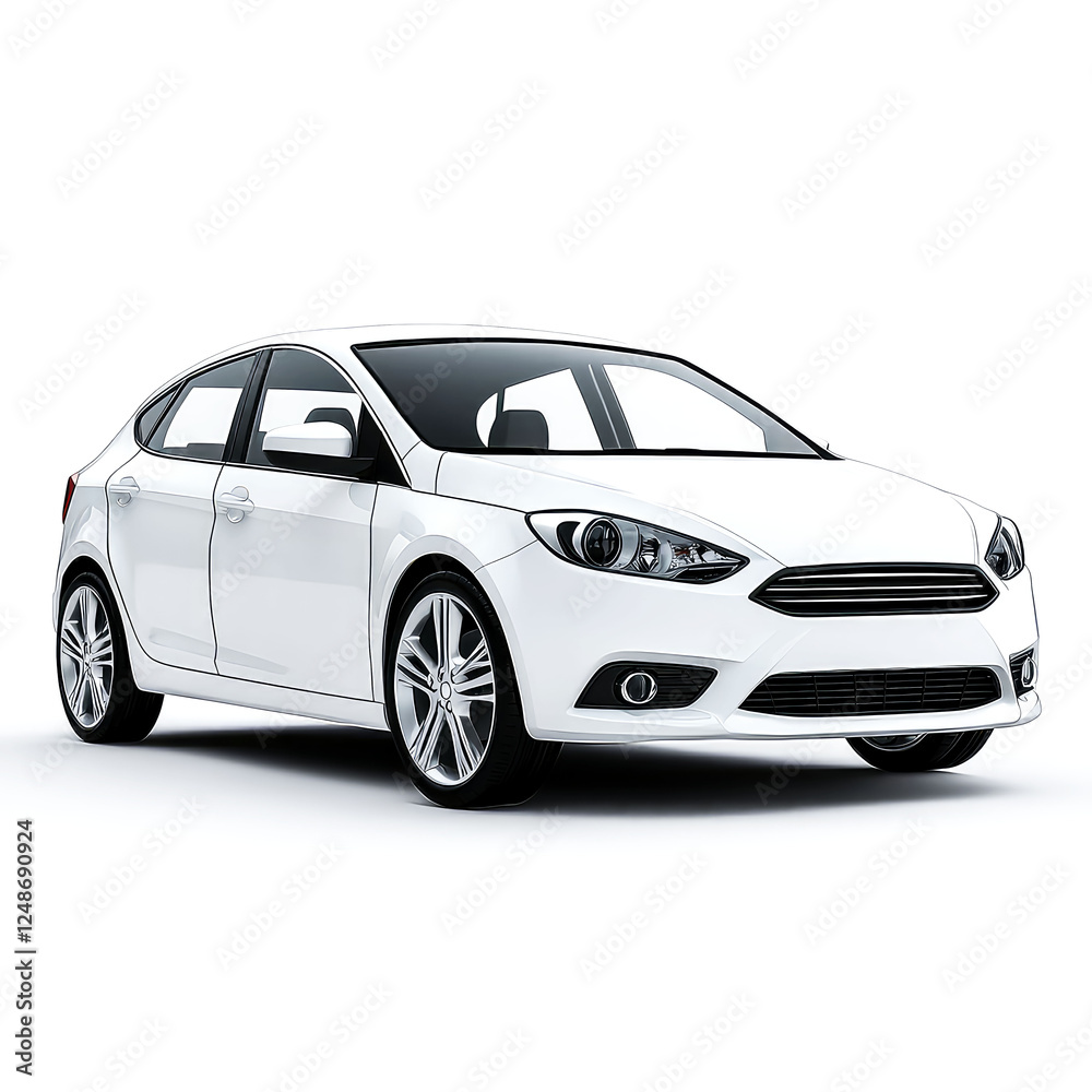 Fototapeta premium Sleek White Sedan: Modern Car Design and Luxury Transportation