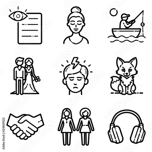Essential Flat Icon Set Isolated On White Background