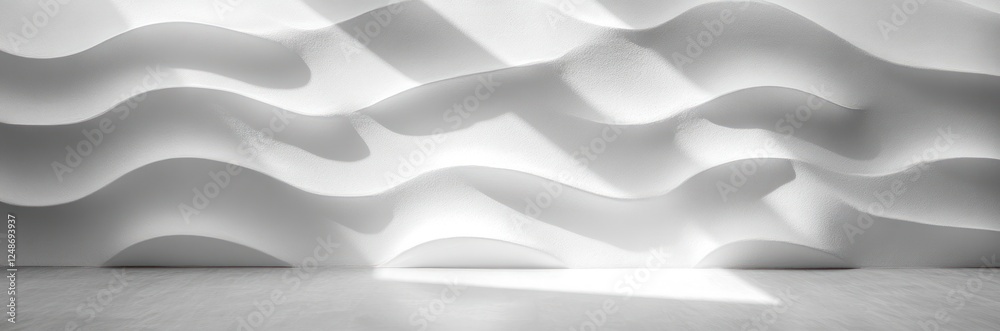 Obraz premium Minimalist Wavy White Wall Detail Modern Architecture