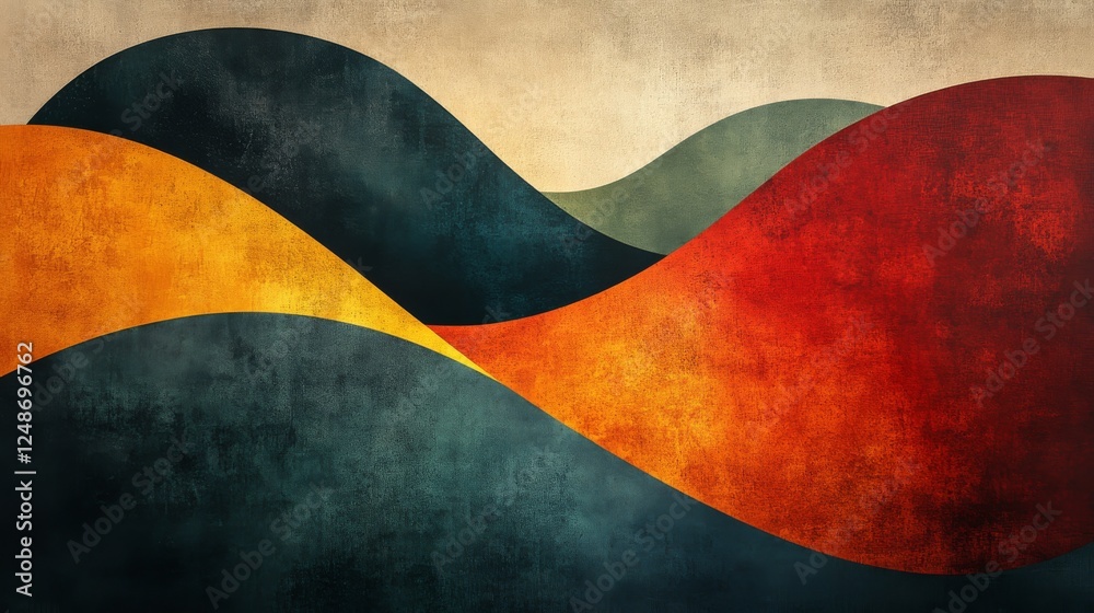 Abstract painted waves create a modern and textured landscape Abstract painted waves create a modern and textured landscape
