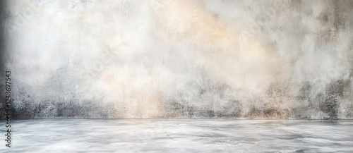 Empty White Room with Concrete Wall Background Ideal for Photography, Studio Use, and Minimalist Design Projects Featuring Natural Light
