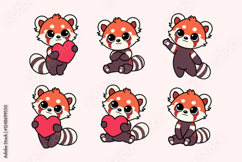Cute Adorable Red Panda Illustration Clipart