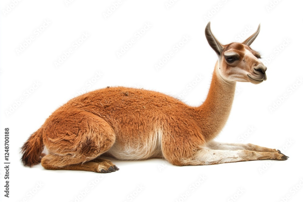 Fototapeta premium A llama resting on a white surface