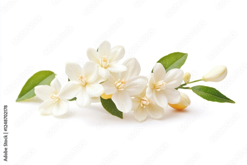 Obraz premium A close-up shot of a bunch of white flowers with green leaves