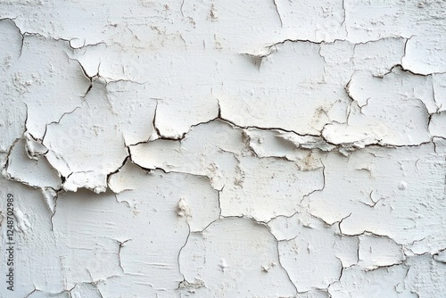 Cracked Weathered White Paint Texture on Wall