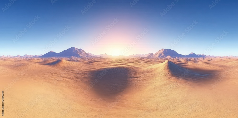 Fototapeta premium Desert Landscape at Golden Hour with Soft Shadows and Warm Light Equirectangular HDRI Map
