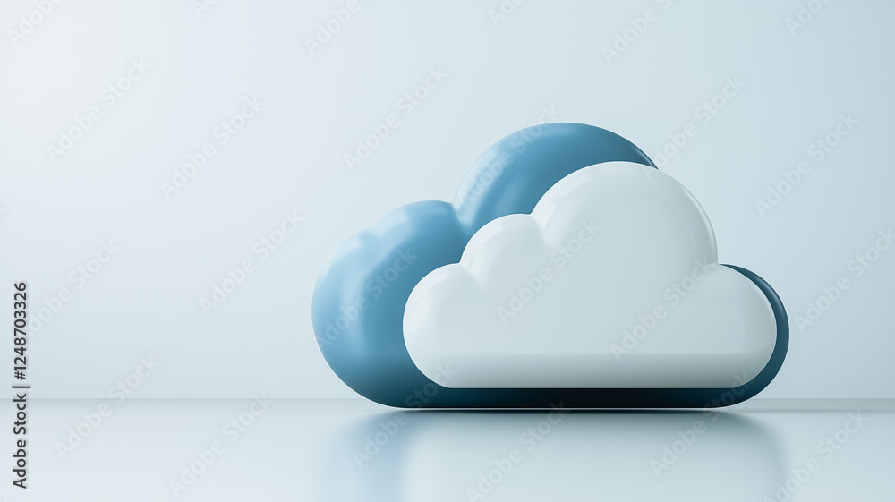 Cloud computing concept, 3D rendering of two clouds. Cloud computing concept, 3D rendering of two clouds.