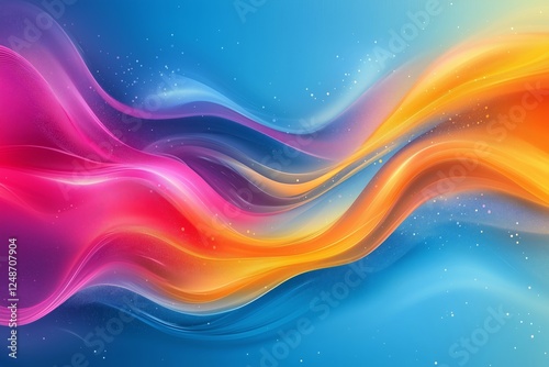 Colorful waves of pink, orange, and blue swirling through a vibrant abstract ...