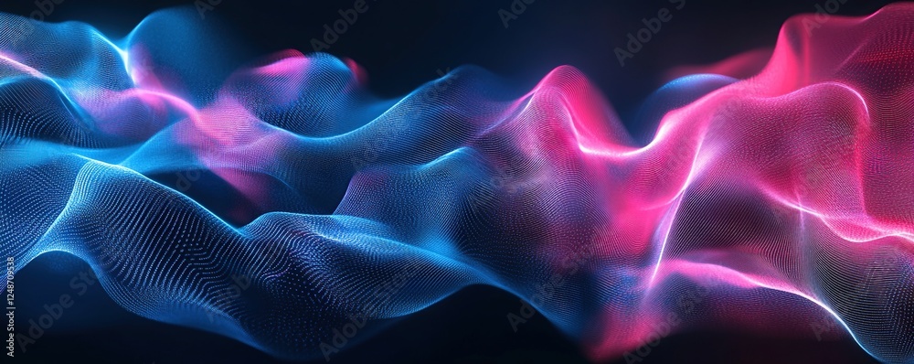 Obraz premium Abstract Pink and Blue Waves Flowing Dynamically Across the Screen in a Mesmerizing Digital Display