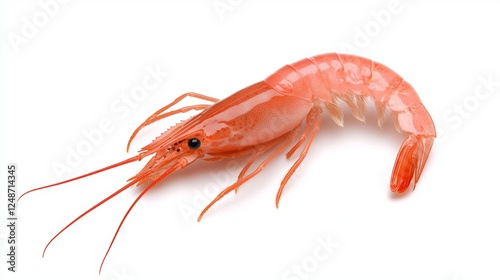 Wallpaper Mural A vibrant pink shrimp with long antennae and a curved body, showcasing its unique shape and texture against a white background. Torontodigital.ca