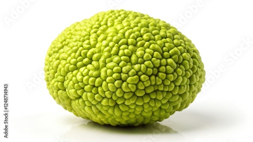 High-resolution AI image: a solitary Osage orange, aka hedge apple or horse apple, isolated on white. photo