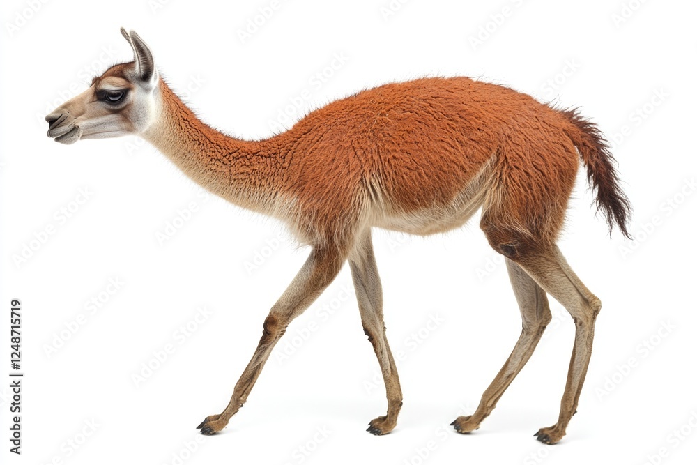 A small llama walking on a white surface, great for animal-themed designs or minimalistic backgrounds A small llama walking on a white surface, great for animal-themed designs or minimalistic backgrounds
