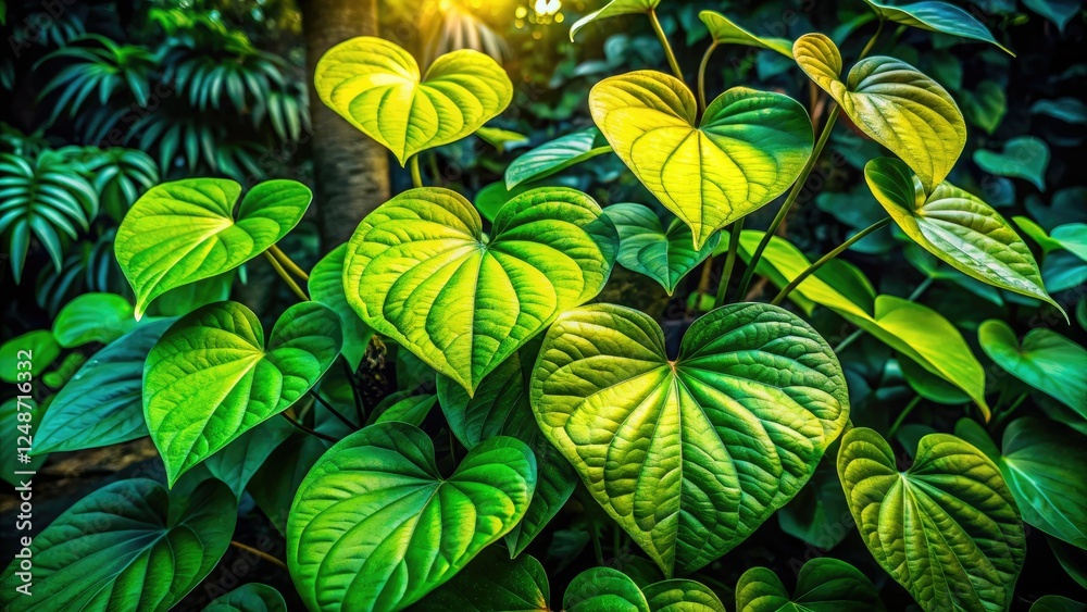 Immerse yourself in the lush, low-light beauty of a Kava Kava garden; vibrant herbal plant photography. Immerse yourself in the lush, low-light beauty of a Kava Kava garden; vibrant herbal plant photography.