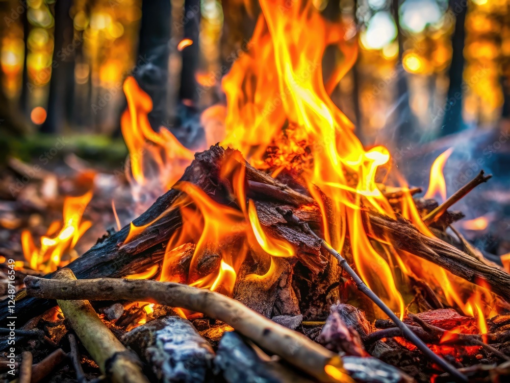 Intense macro wildfire photography: burning embers, close-up flames, capturing the raw power of nature. Intense macro wildfire photography: burning embers, close-up flames, capturing the raw power of nature.