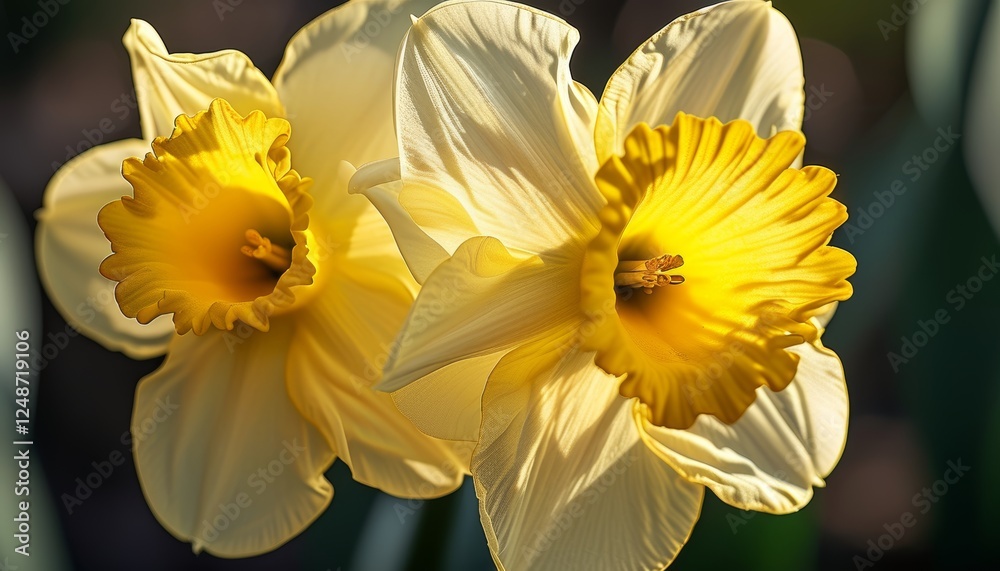 Obraz premium Vibrant Yellow Daffodil Petal Close-up Shot
