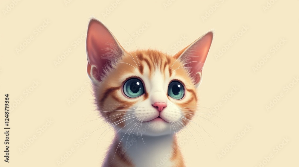 Pastel Digital Art of a Curious Cat Pastel Digital Art of a Curious Cat