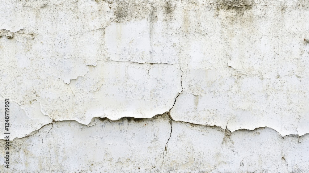 Obraz premium Detailed View of a Weathered White Wall with Cracks