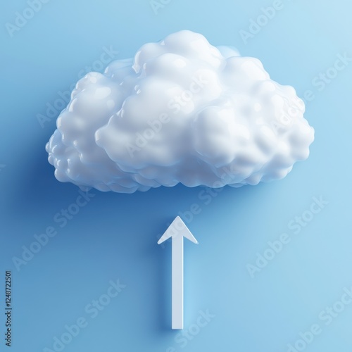 A stylized white cloud floating against a blue background, symbolizing tranquility and nature's beauty. photo