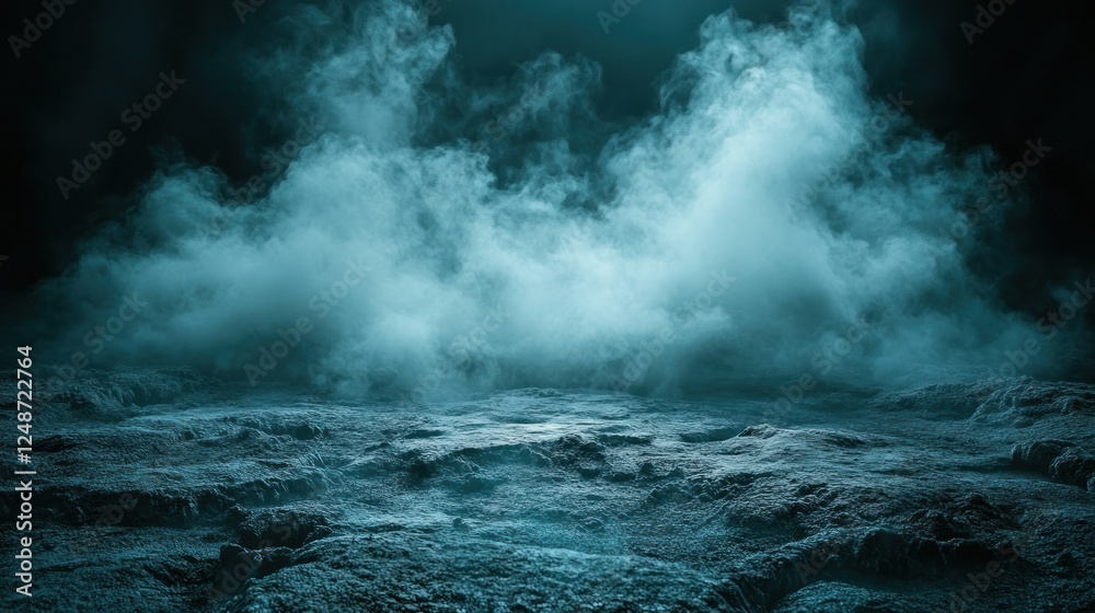 Obraz premium Dark, smoky, rocky landscape.