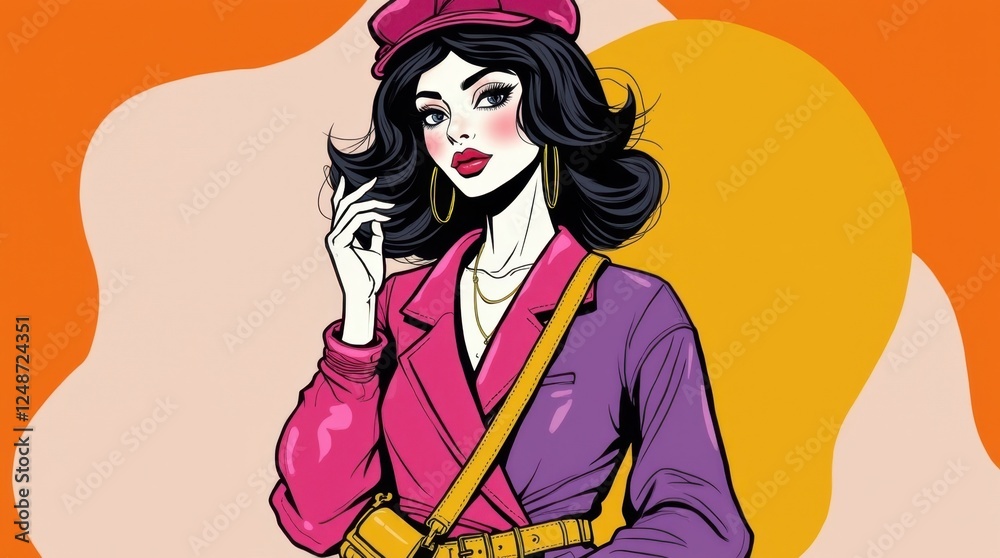 Fashion Illustration of a Stylish Influencer Fashion Illustration of a Stylish Influencer