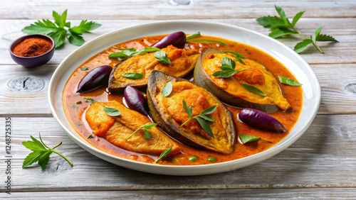 Savour Nona's minimalist Bangladeshi Ilish and brinjal curry: a flavourful, simple delight. photo