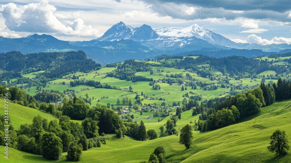 A serene view of the Zugerberg mountain with beautiful forests and hiking trails, perfect for outdoor activities in Switzerland. A serene view of the Zugerberg mountain with beautiful forests and hiking trails, perfect for outdoor activities in Switzerland.
