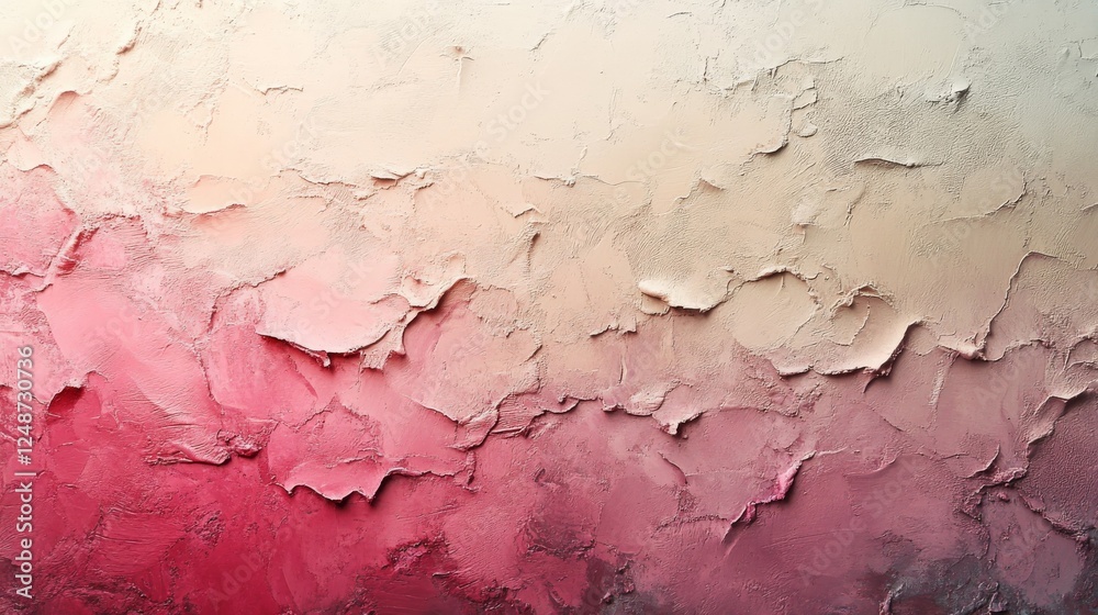 Textured abstract painting shows gradient colors from cream to pink